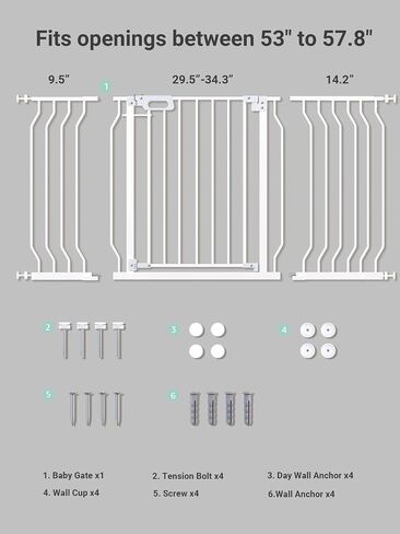 Mom's Choice GROWNSY Baby Gate, 53"-57" Auto-Close Dog Gate for Stairs & Doorways, Pressure-Mounted Easy Install - No Drill, Walk Through, Safe & Durable in Kuwait