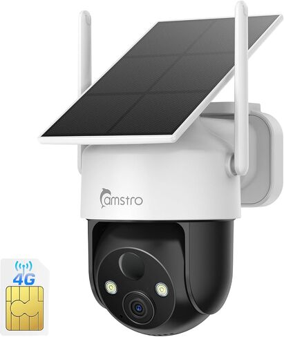 4G LTE Cellular Solar Security Camera Wireless Outdoor, No WiFi | 2K Camera No WiFi Needed with SIM Card, 360° Full View, PIR Motion Detection & Siren, 2 Way Talk, Color Night Vision, IP66 in Saudi Arabia
