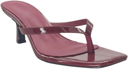 ABSOLEX Women's Square Toe Thong-strap 2.5-Inch Mid-Height Kitten Heel Mule Sandal in Saudi Arabia