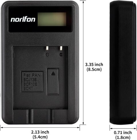 Norifon DMW-BCF10 LCD USB Charger for Panasonic Lumix DMC-FH20 | Compatible with Panasonic Lumix DMC-FH22, DMC-FH24, DMC-FH25, DMC-FH3, DMC-FH5, DMC-FS15, DMC-FS6, DMC-FS7, DMC-FT1 in Kuwait