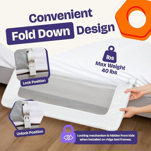 ComfyBumpy 2-Pack Bed Rail for Toddlers 35.5" L x 19.5" H | Toddler Bed Rails for Twin, Full & Toddler Mattress Size | Swing Down Rail Guard | Mattress Side Rail for Kids | White in Saudi Arabia
