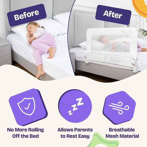 ComfyBumpy 2-Pack Bed Rail for Toddlers 35.5" L x 19.5" H | Toddler Bed Rails for Twin, Full & Toddler Mattress Size | Swing Down Rail Guard | Mattress Side Rail for Kids | White in Saudi Arabia