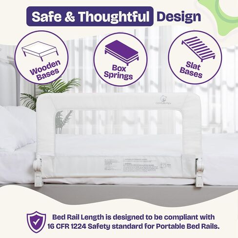 ComfyBumpy 2-Pack Bed Rail for Toddlers 35.5" L x 19.5" H | Toddler Bed Rails for Twin, Full & Toddler Mattress Size | Swing Down Rail Guard | Mattress Side Rail for Kids | White in Saudi Arabia