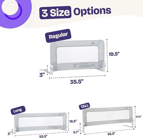 ComfyBumpy 2-Pack Bed Rail for Toddlers 35.5" L x 19.5" H | Toddler Bed Rails for Twin, Full & Toddler Mattress Size | Swing Down Rail Guard | Mattress Side Rail for Kids | White in Saudi Arabia