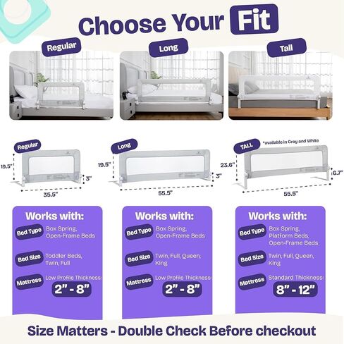 ComfyBumpy 2-Pack Bed Rail for Toddlers 35.5" L x 19.5" H | Toddler Bed Rails for Twin, Full & Toddler Mattress Size | Swing Down Rail Guard | Mattress Side Rail for Kids | White in Saudi Arabia