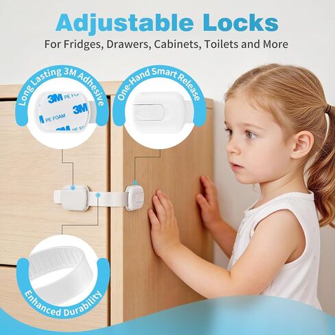 Inaya Baby Proofing Kit Advanced Set 50 Pack - Child Safety Hidden Locks for Cabinets & Drawers, Adjustable Safety Latches, Door Lever Locks and Outlet Covers and more - Keep Your Child Safe at Home in Saudi Arabia