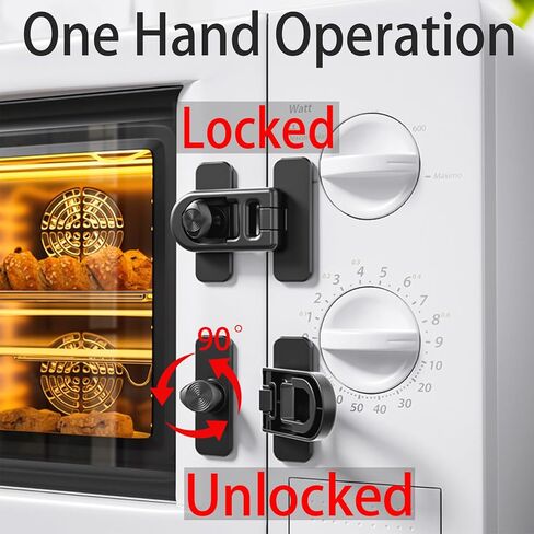 Child Safety Refrigerator Lock, RV No Drill Adhesive 180° Swivel | 90° Twist One-hand, fits French, Drawer, Freezer, Cabinet. Renter Friendly. Babyproofing, Toddler & Pet Proof for RV Camper in Saudi Arabia