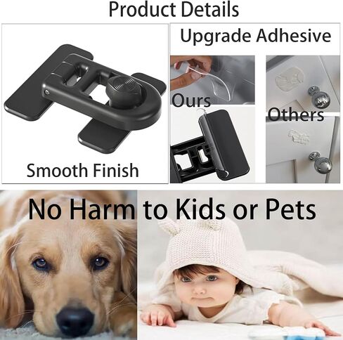 Child Safety Refrigerator Lock, RV No Drill Adhesive 180° Swivel | 90° Twist One-hand, fits French, Drawer, Freezer, Cabinet. Renter Friendly. Babyproofing, Toddler & Pet Proof for RV Camper in Saudi Arabia