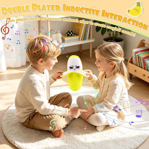 Musical Sensory Toys, Magic Touch Interactive Music Plush Toy, Soft Baby Music Sensory Toys with Sound, Multiplayer Interactive Play, Banana Toy Birthday Gift for Toddler Kids in Kuwait