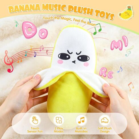 Musical Sensory Toys, Magic Touch Interactive Music Plush Toy, Soft Baby Music Sensory Toys with Sound, Multiplayer Interactive Play, Banana Toy Birthday Gift for Toddler Kids in Kuwait