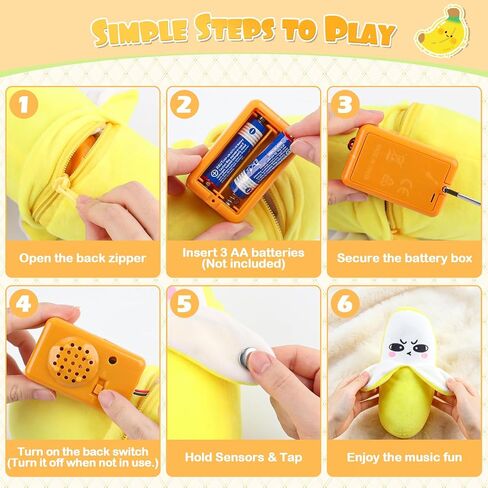 Musical Sensory Toys, Magic Touch Interactive Music Plush Toy, Soft Baby Music Sensory Toys with Sound, Multiplayer Interactive Play, Banana Toy Birthday Gift for Toddler Kids in Kuwait