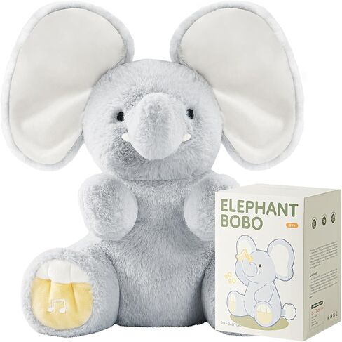 BG-BABYGO Peek A Boo Elephant Toy, Interactive Singing Stuffed Elephant Plush with Moving Ears, Musical Stuffed Animal for Babies and Toddlers, Adorable Baby Toy with Gift Box in Saudi Arabia