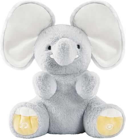 BG-BABYGO Peek A Boo Elephant Toy, Interactive Singing Stuffed Elephant Plush with Moving Ears, Musical Stuffed Animal for Babies and Toddlers, Adorable Baby Toy with Gift Box in Saudi Arabia
