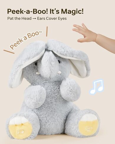 BG-BABYGO Peek A Boo Elephant Toy, Interactive Singing Stuffed Elephant Plush with Moving Ears, Musical Stuffed Animal for Babies and Toddlers, Adorable Baby Toy with Gift Box in Saudi Arabia