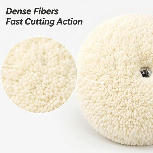 2 Pack 8 Inch Wool Double Sided Buffing Pad Polishing Pad 5/8"-11 Thread for 2 Sided Compound Cutting and Polishing Compatible with Rotary Polishers for Automotive, Marine and Epoxies in Kuwait