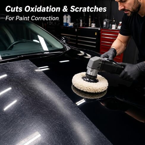 2 Pack 8 Inch Wool Double Sided Buffing Pad Polishing Pad 5/8"-11 Thread for 2 Sided Compound Cutting and Polishing Compatible with Rotary Polishers for Automotive, Marine and Epoxies in Kuwait