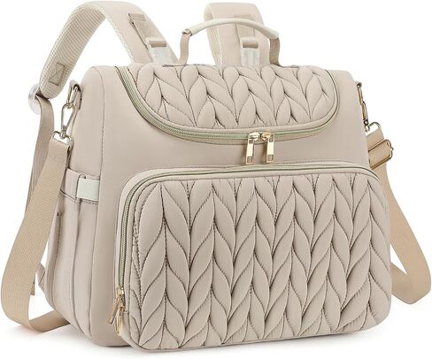 Small Diaper Bag Backpack Quilted Mini Baby Crossbody Diaper Bag Tote for Mom and Baby Girls Boys (Beige) in Saudi Arabia