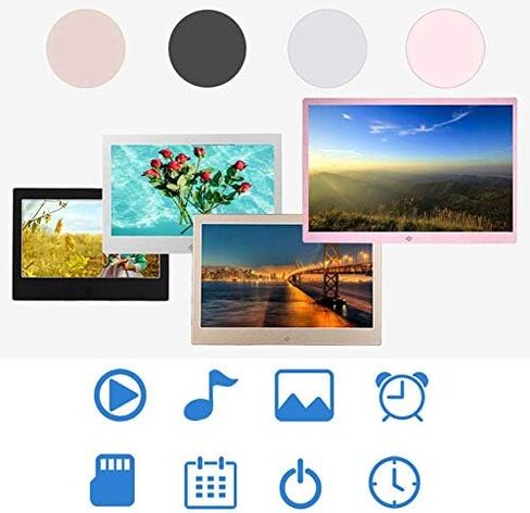 Digital Picture Frame 10 Inch 1024x600 High Resolution 16:9 FHD IPS Screen Image Preview Video Calendar Clock Auto On Off Timer Electronic Advertising Machine Digital Photo Frame (Rose Gold 10") in Saudi Arabia