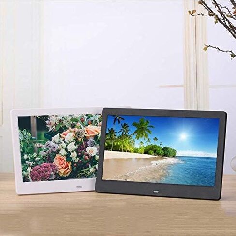 Digital Picture Frame 10.1 Inch Digital Photo Frame 1240x600 High Resolution Full IPS Display Music Video Player Calendar Alarm with Remote Control Support USB and SD Card (White 10 Inches) in Saudi Arabia