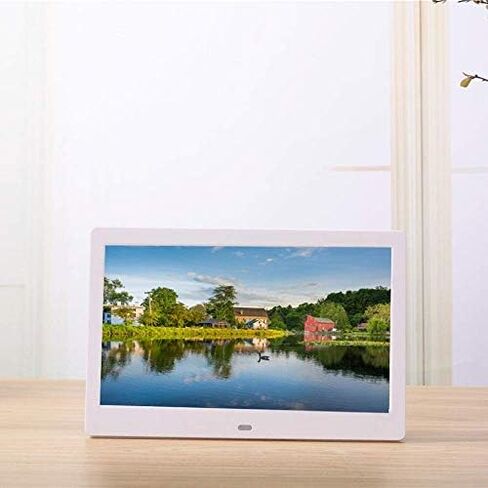 Digital Picture Frame 10.1 Inch Digital Photo Frame 1240x600 High Resolution Full IPS Display Music Video Player Calendar Alarm with Remote Control Support USB and SD Card (White 10 Inches) in Saudi Arabia