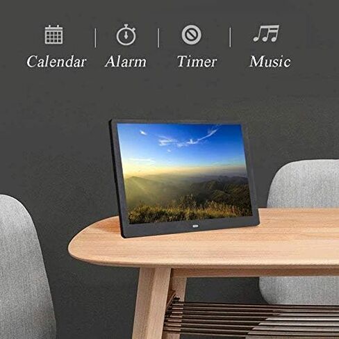 Digital Picture Frames 10.1 Inch Digital Photo Frame 1024x600 Full HD 16:9 IPS Display with Motion Sensor - Calendar Alarm with Remote Control Support USB and SD Card Photo Frame Digital (Blac (Bla in Saudi Arabia