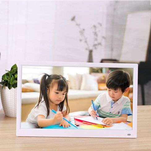 Digital Photo Frames 17-inch IPS Full-View Electronic 1920 * 1080 Resolution ABS Material Multimedia Player with HDMI Function White and Black Record Life (White) (Black) in Saudi Arabia