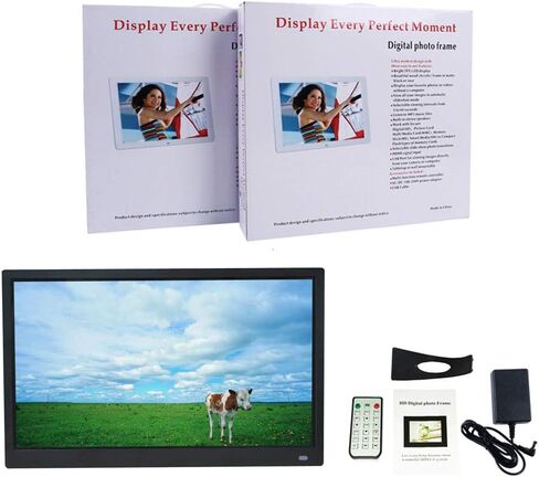 Digital Photo Frames 17-inch IPS Full-View Electronic 1920 * 1080 Resolution ABS Material Multimedia Player with HDMI Function White and Black Record Life (White) (Black) in Saudi Arabia