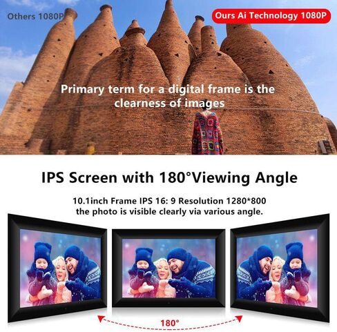 Digital Photo Frames 10-Inch High-Definition IPS LCD Display Support WiFi 16GB Storage Auto Rotation Support Micro SD Card Share Wonderful Moments (Black) (White) in Saudi Arabia