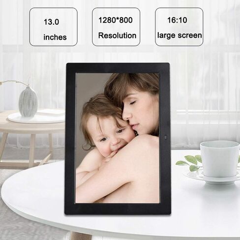 Digital Photo Frames 13-inch high-Definition LED with 1280 * 800 Resolution 16:10 Large Screen Design 1080P Video Photo/Video/Music Playback Support USB and SD Card (Black) (white) in Saudi Arabia