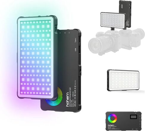 Hohem HPL-R01 RGB LED Photography Light, 2500K-9000K, CRI 95+ | 360° RGB Dimming, 24 Lighting Effects, CRI 95+, TLCI 97+, 0-100% Brightness, 4000mAh Power Bank and USB-C Charging in Kuwait