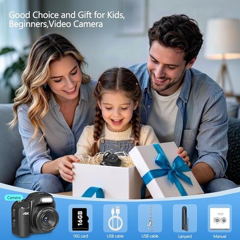 Mini Camera 4K HD Video Recorder – Keychain Digital camera with 16GB Card | Vintage Camera 1.54" HD Display, Long Battery Life, Ultra-Portable Tiny Camera for Travel/Vlog/Night Shots, Ideal Gift, Black in Saudi Arabia