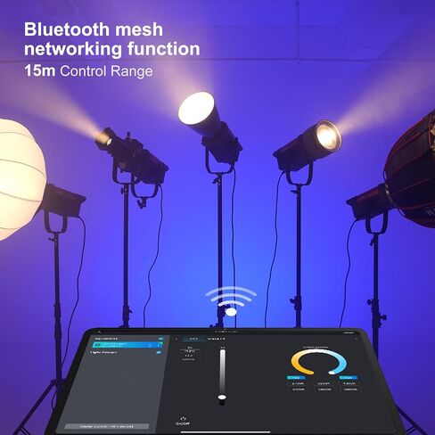 GVM SD300B AIO LED ضوء فيديو مع مكثف بصري 3X، ضوء فيديو COB 300 وات مع 2700K-6800K، CRI97+، 37300lux/1m، مجموعة إضاءة التصوير الفوتوغرافي لإنشاء الأفلام/المحتوى، حامل Bowens، التحكم في التطبيق in Kuwait