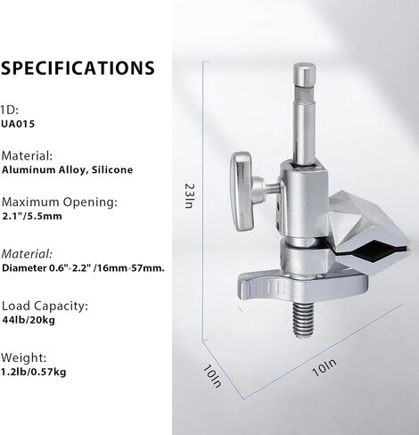 2" Centre Jaw Matthellini Clamp Grip Head with 5/8" Stud- Studio-Grade Mounting for Lights, Cameras, Diffusion,C Stand, Light Stand, LED Video Light & Softbox in Saudi Arabia