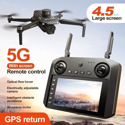 5G FPV Screen RC Quadcopter, Dual Camera & GPS Equipped, Featuring 360° Laser Obstacle Avoidance, Optical Flow Positioning and Brushless Motors; Built with 4.5-inch Display, 7.4V 3000mAh Standard Long-Endurance Battery for 30-Minute Flight, 3280ft Remote  in Kuwait