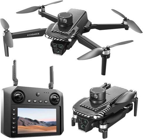 5G FPV Screen RC Quadcopter, Dual Camera & GPS Equipped, Featuring 360° Laser Obstacle Avoidance, Optical Flow Positioning and Brushless Motors; Built with 4.5-inch Display, 7.4V 3000mAh Standard Long-Endurance Battery for 30-Minute Flight, 3280ft Remote  in Kuwait