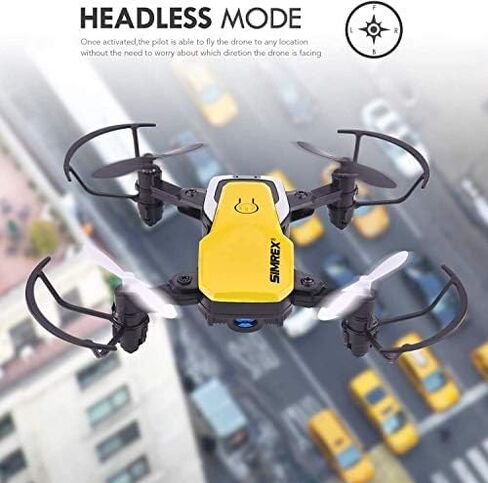 SIMREX Mini Drone with 720P Camera for Kids & Beginners - Foldable RC Quadcopter, Optical Flow Positioning, Altitude Hold, 3D Flip, 2 Batteries 20Min Flight, Safe & Easy Indoor Outdoor Flying Toy Gift(Yellow) in Saudi Arabia