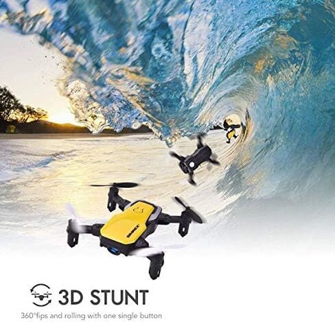 SIMREX Mini Drone with 720P Camera for Kids & Beginners - Foldable RC Quadcopter, Optical Flow Positioning, Altitude Hold, 3D Flip, 2 Batteries 20Min Flight, Safe & Easy Indoor Outdoor Flying Toy Gift(Yellow) in Saudi Arabia