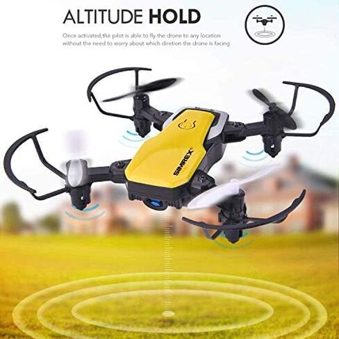 SIMREX Mini Drone with 720P Camera for Kids & Beginners - Foldable RC Quadcopter, Optical Flow Positioning, Altitude Hold, 3D Flip, 2 Batteries 20Min Flight, Safe & Easy Indoor Outdoor Flying Toy Gift(Yellow) in Saudi Arabia
