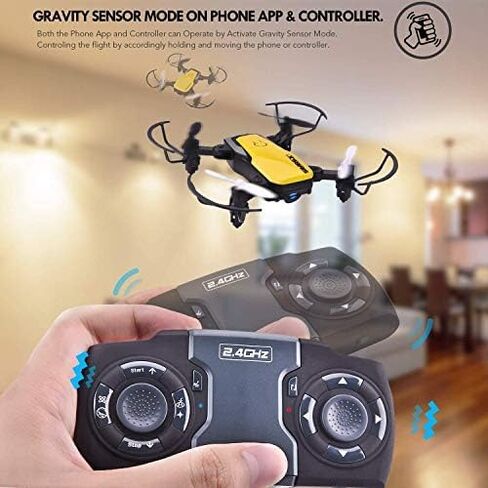 SIMREX Mini Drone with 720P Camera for Kids & Beginners - Foldable RC Quadcopter, Optical Flow Positioning, Altitude Hold, 3D Flip, 2 Batteries 20Min Flight, Safe & Easy Indoor Outdoor Flying Toy Gift(Yellow) in Saudi Arabia