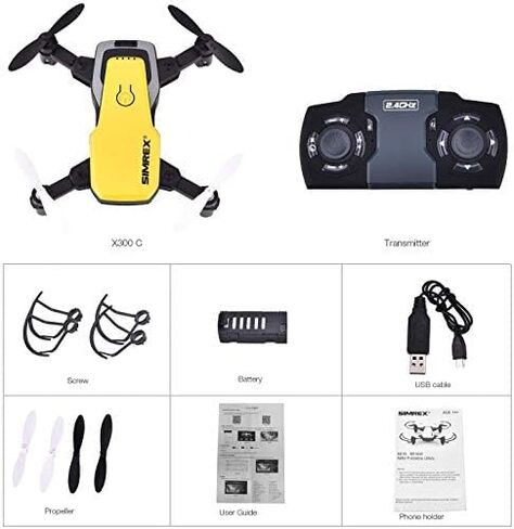 SIMREX Mini Drone with 720P Camera for Kids & Beginners - Foldable RC Quadcopter, Optical Flow Positioning, Altitude Hold, 3D Flip, 2 Batteries 20Min Flight, Safe & Easy Indoor Outdoor Flying Toy Gift(Yellow) in Saudi Arabia