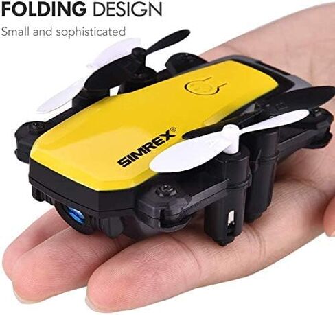 SIMREX Mini Drone with 720P Camera for Kids & Beginners - Foldable RC Quadcopter, Optical Flow Positioning, Altitude Hold, 3D Flip, 2 Batteries 20Min Flight, Safe & Easy Indoor Outdoor Flying Toy Gift(Yellow) in Saudi Arabia