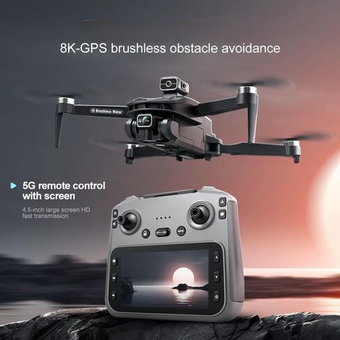 Professional GPS Camera FPV RC Quadcopter, 4.5" LCD Screen Transmitter, 3280FT Long RC Range, Auto Return, Follow Me, Gesture Control, One Key Takeoff/Landing, Altitude Hold & LED Lights, Sport Racing Styling Drone for Aerial Photography & Video Recording in Kuwait
