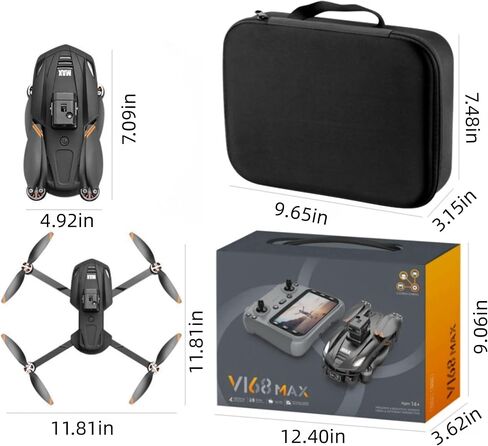 Professional GPS Camera FPV RC Quadcopter, 4.5" LCD Screen Transmitter, 3280FT Long RC Range, Auto Return, Follow Me, Gesture Control, One Key Takeoff/Landing, Altitude Hold & LED Lights, Sport Racing Styling Drone for Aerial Photography & Video Recording in Kuwait