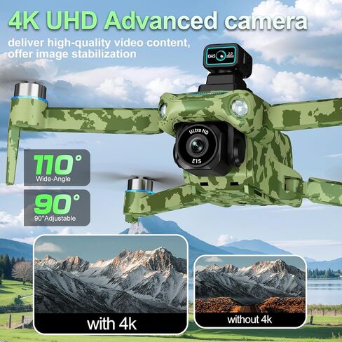 Drone with Camera 4k, GPS HD Drones for Adults, Remote Controller with Screen, Obstacle Avoidance, Brushless Motor FPV, 5G Transmission, 3 Battery, Professional (Army Green) in Saudi Arabia