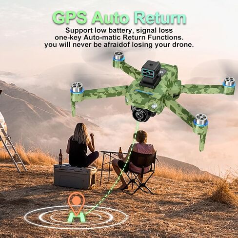 Drone with Camera 4k, GPS HD Drones for Adults, Remote Controller with Screen, Obstacle Avoidance, Brushless Motor FPV, 5G Transmission, 3 Battery, Professional (Army Green) in Saudi Arabia