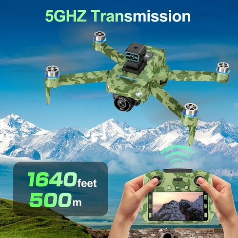 Drone with Camera 4k, GPS HD Drones for Adults, Remote Controller with Screen, Obstacle Avoidance, Brushless Motor FPV, 5G Transmission, 3 Battery, Professional (Army Green) in Saudi Arabia