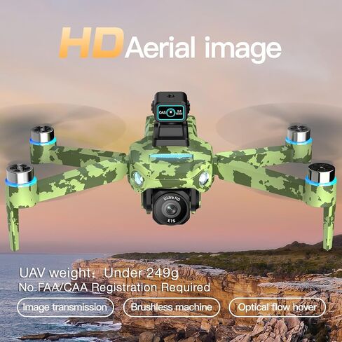 Drone with Camera 4k, GPS HD Drones for Adults, Remote Controller with Screen, Obstacle Avoidance, Brushless Motor FPV, 5G Transmission, 3 Battery, Professional (Army Green) in Saudi Arabia