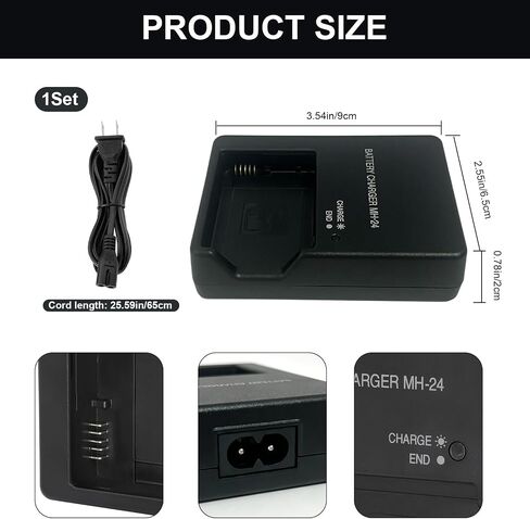 MH-24 Quick Battery Charger for Nikon EN-EL14 EN-EL14a, Rapid Camera Power Supply Cord Compatible with D3500 D3400 D3300 D3200 D3100 D5600 D5500 D5300 D5200 D5100 DF Coolpix P7800 P7700 P7100 in Saudi Arabia