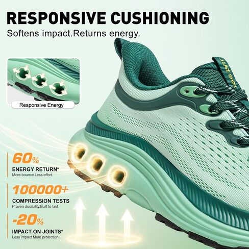 Women's Tennis Walking Shoes Wide Width Cushioned Comfortable Running Orthopedic Shoes with Arch Support Non-Slip Workout Gym Sports Athletic Breathable Chunky Sneakers Light/Green Size 8.5 in Saudi Arabia
