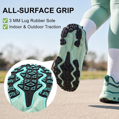 Women's Tennis Walking Shoes Wide Width Cushioned Comfortable Running Orthopedic Shoes with Arch Support Non-Slip Workout Gym Sports Athletic Breathable Chunky Sneakers Light/Green Size 8.5 in Saudi Arabia